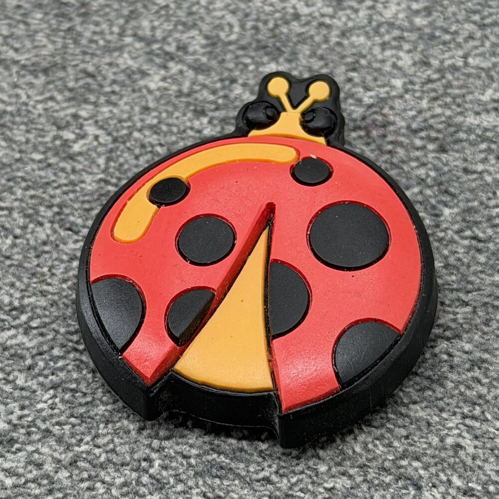 Old 3D Rubber Ladybug Fridge Magnet Red Black Insect Lucky Decor